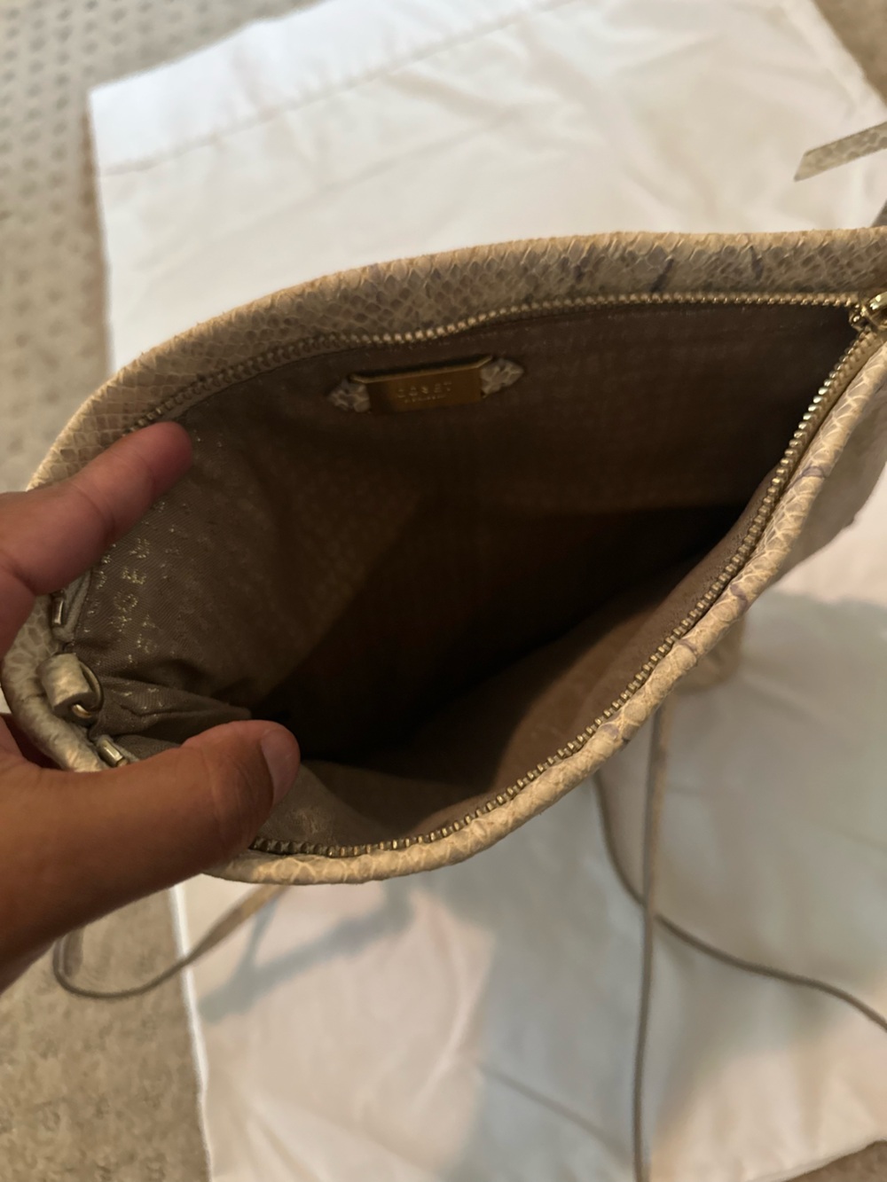 Taupe Textured Crossbody Bag - Women's Shoulder Crossbody - Picture 5 of 5
